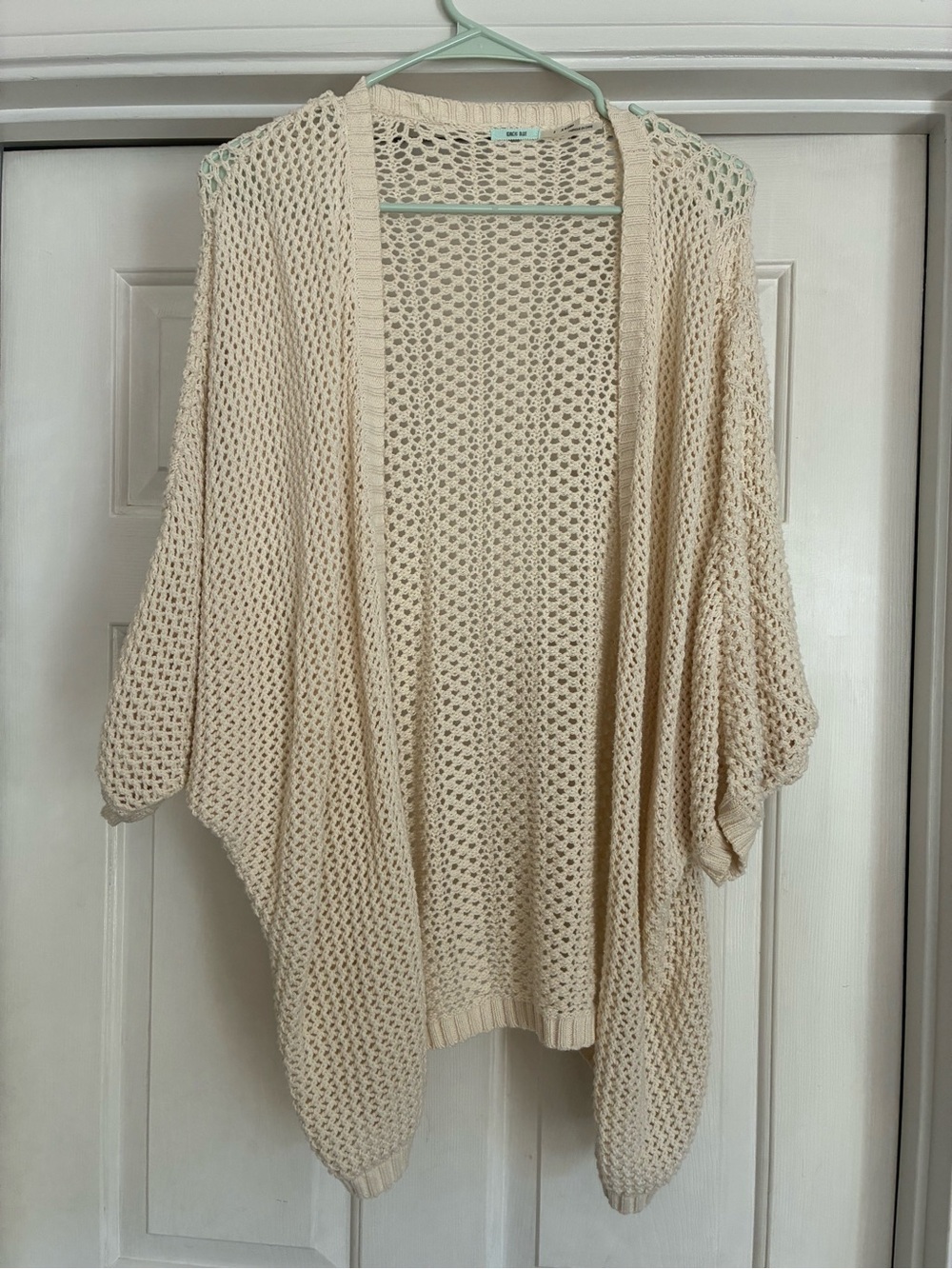 Kimchi Blue Open-Weave Cream Crochet Cardigan